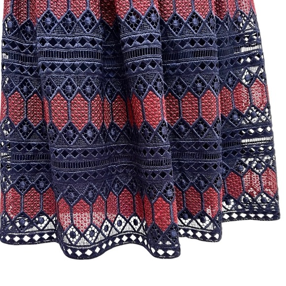 New Trina Turk LeLand Diamond Embroidered Lace Skirt Navy Red Sz 6 NWT Fairygoth - Picture 14 of 17